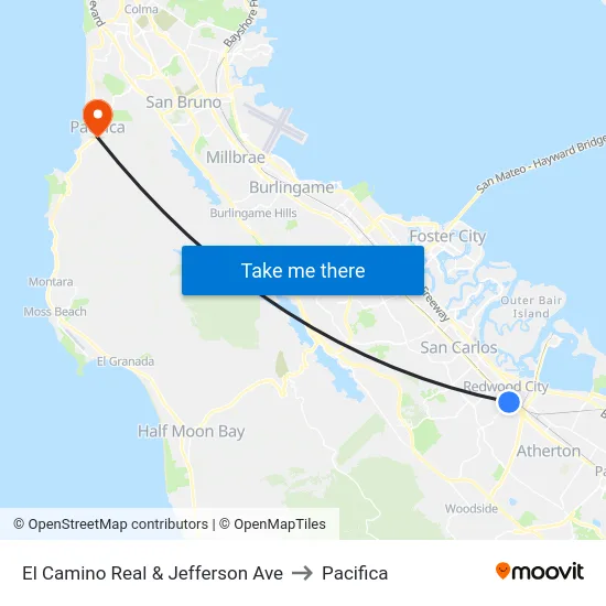 El Camino Real & Jefferson Ave to Pacifica map