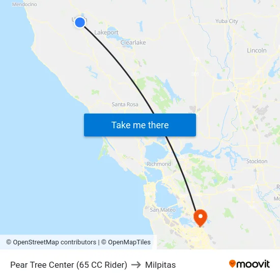 Pear Tree Center (65 CC Rider) to Milpitas map
