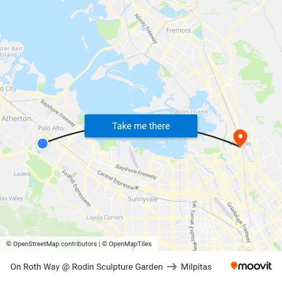 On Roth Way @ Rodin Sculpture Garden to Milpitas map