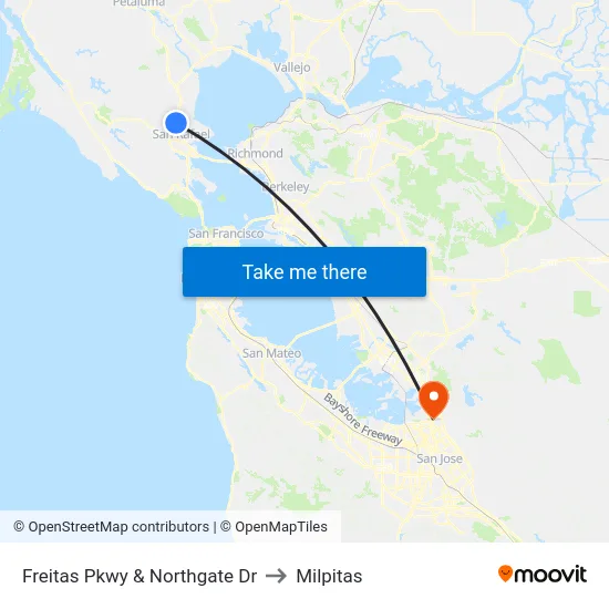 Freitas Pkwy & Northgate Dr to Milpitas map