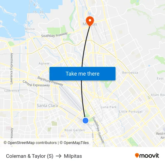 Coleman & Taylor (S) to Milpitas map