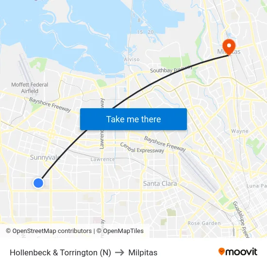 Hollenbeck & Torrington (N) to Milpitas map