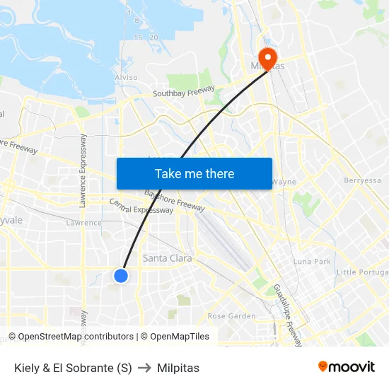 Kiely & El Sobrante (S) to Milpitas map