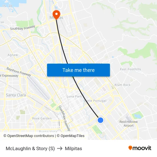 McLaughlin & Story (S) to Milpitas map