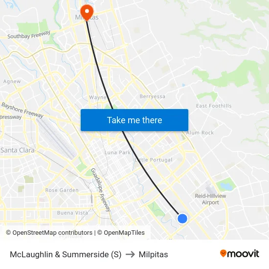 McLaughlin & Summerside (S) to Milpitas map