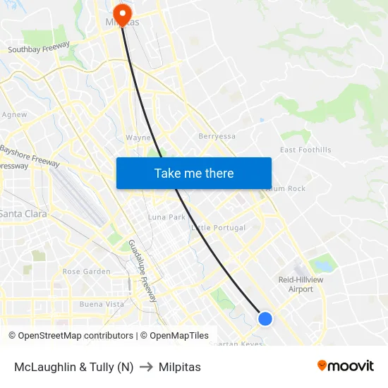 McLaughlin & Tully (N) to Milpitas map