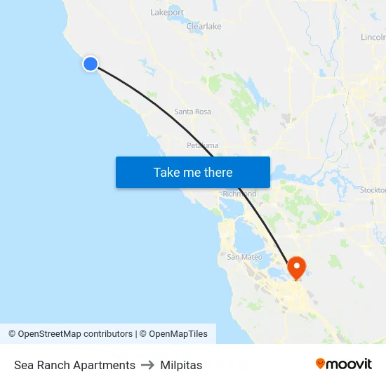 Sea Ranch Apartments to Milpitas map