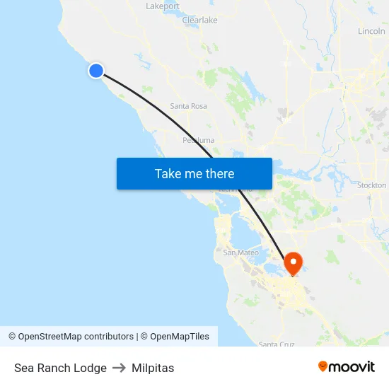 Sea Ranch Lodge to Milpitas map