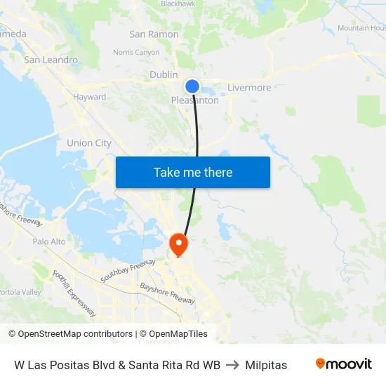 W Las Positas Blvd & Santa Rita Rd WB to Milpitas map