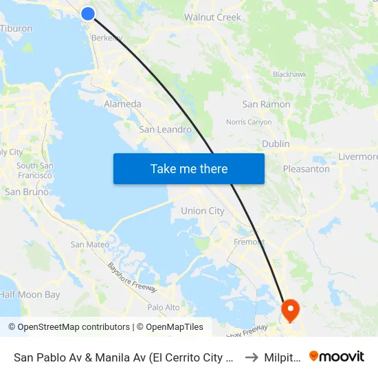 San Pablo Av & Manila Av (El Cerrito City Hall) to Milpitas map