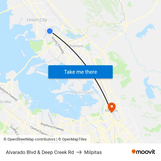 Alvarado Blvd & Deep Creek Rd to Milpitas map