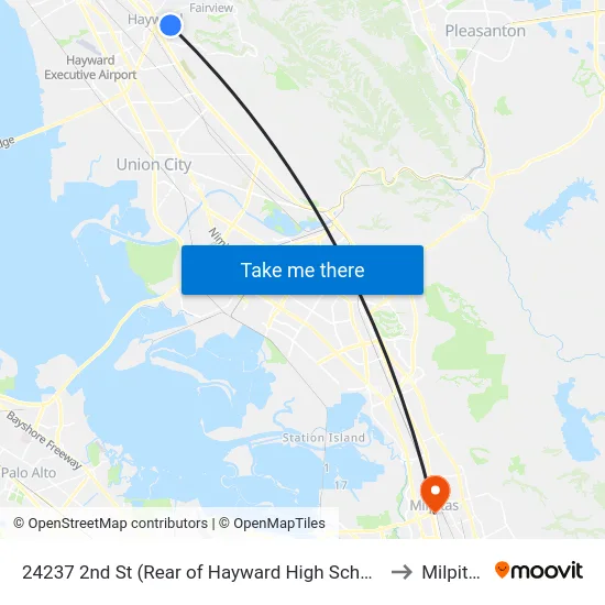 24237 2nd St (Rear of Hayward High School) to Milpitas map