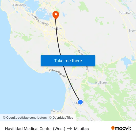 Navitidad Medical Center (West) to Milpitas map