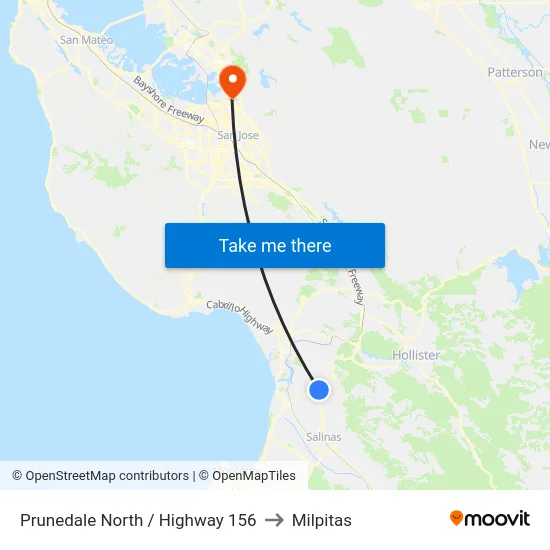 Prunedale North /  Highway 156 to Milpitas map
