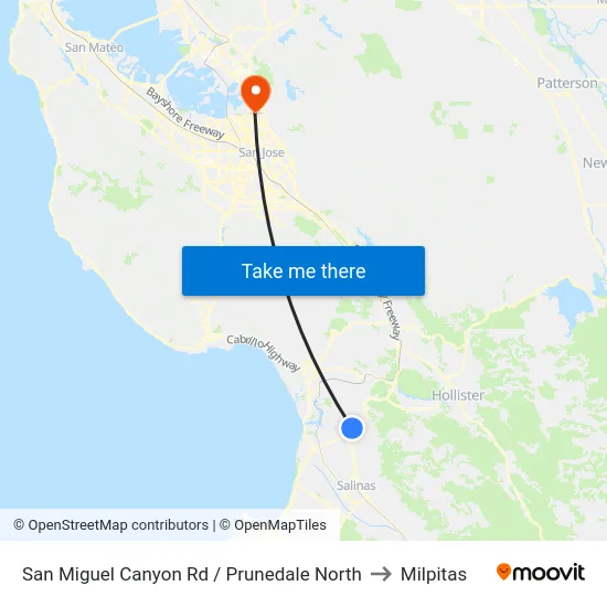San Miguel Canyon Rd /  Prunedale North to Milpitas map