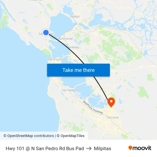 Hwy 101 @ N San Pedro Rd Bus Pad to Milpitas map