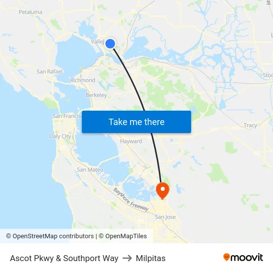 Ascot Pkwy & Southport Way to Milpitas map