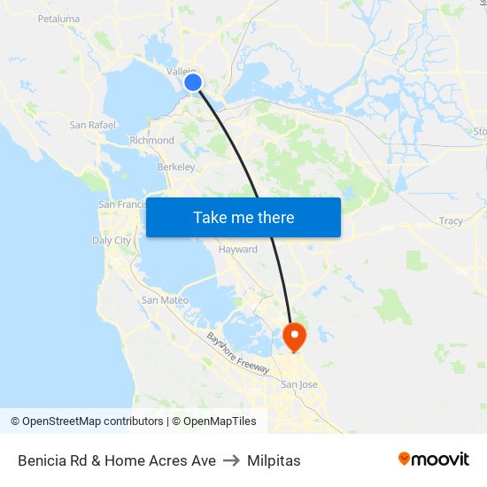 Benicia Rd & Home Acres Ave to Milpitas map