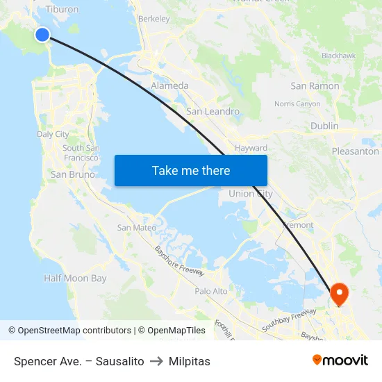 Spencer Ave. – Sausalito to Milpitas map