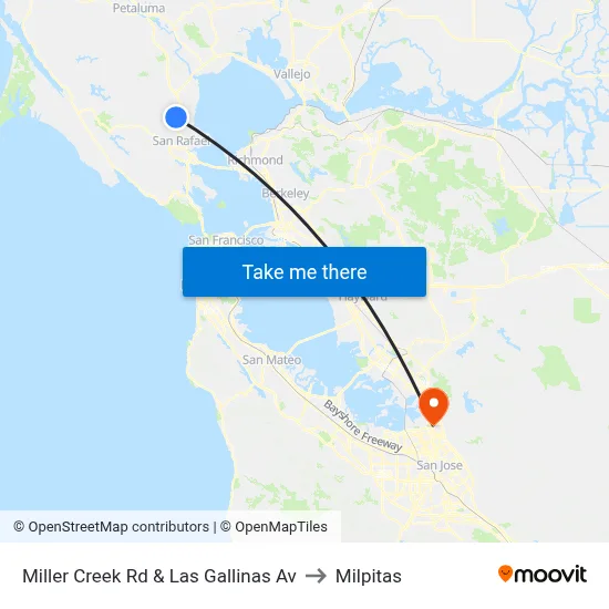 Miller Creek Rd & Las Gallinas Av to Milpitas map