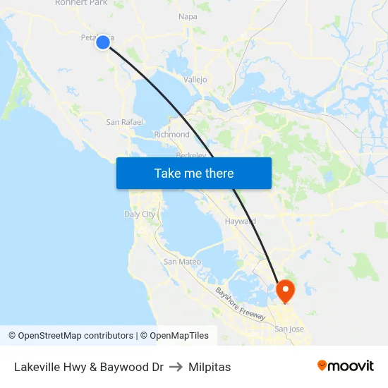 Lakeville Hwy & Baywood Dr to Milpitas map