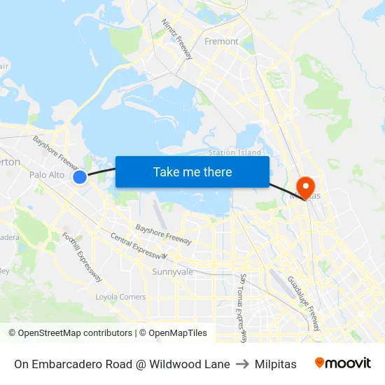 On Embarcadero Road @ Wildwood Lane to Milpitas map