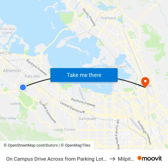 On Campus Drive Across from Parking Lot L-22 to Milpitas map