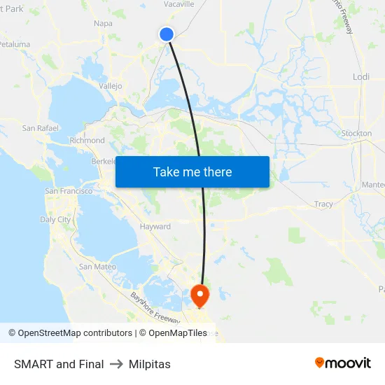 SMART and Final to Milpitas map