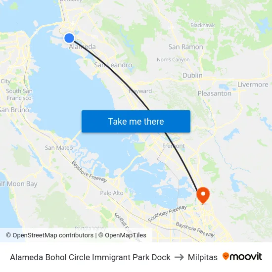 Alameda Bohol Circle Immigrant Park Dock to Milpitas map