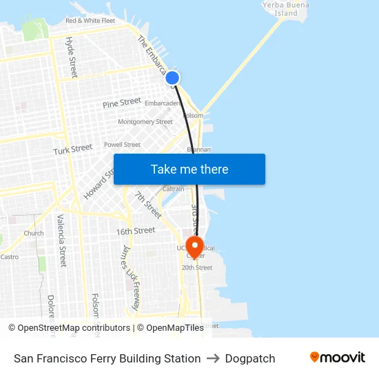 San Francisco Ferry Building Station to Dogpatch map