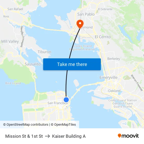 Mission St & 1st St to Kaiser Building A map