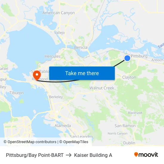 Pittsburg/Bay Point-BART to Kaiser Building A map