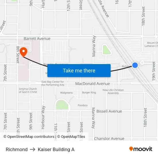 Richmond to Kaiser Building A map