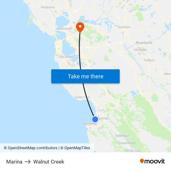 Marina to Walnut Creek map