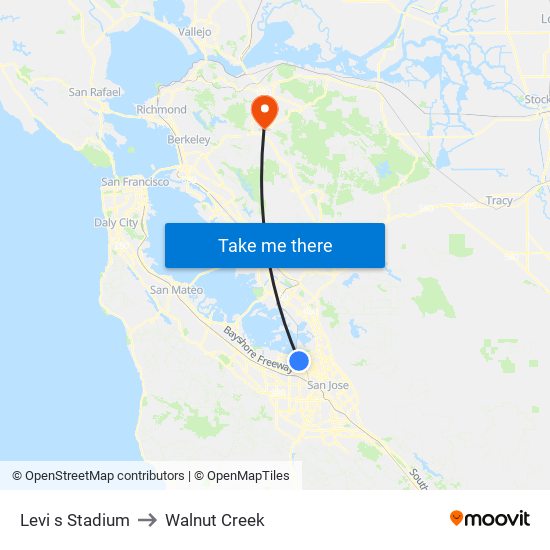 Levi s Stadium to Walnut Creek map