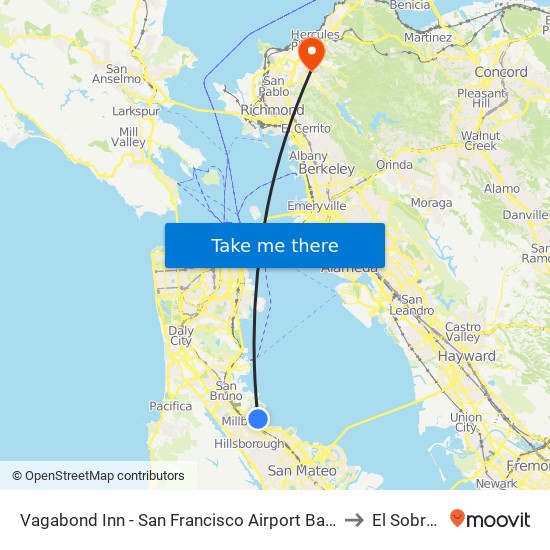 Vagabond Inn - San Francisco Airport Bayfront (Sfo) to El Sobrante map