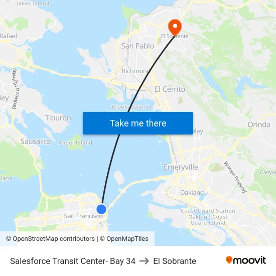 Salesforce Transit Center- Bay 34 to El Sobrante map
