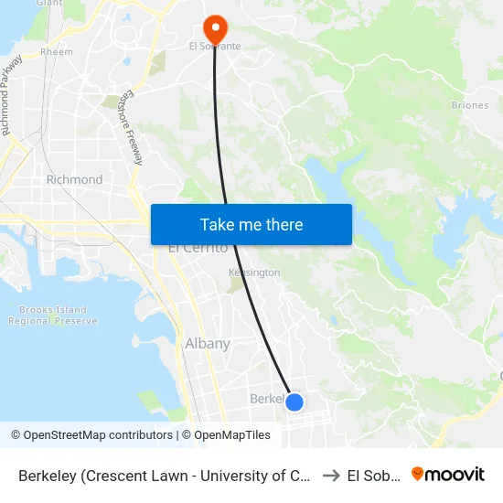 Berkeley (Crescent Lawn - University of California, Berkeley) to El Sobrante map