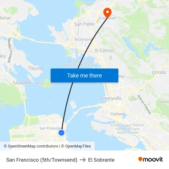 San Francisco (5th/Townsend) to El Sobrante map