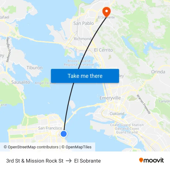 3rd St & Mission Rock St to El Sobrante map