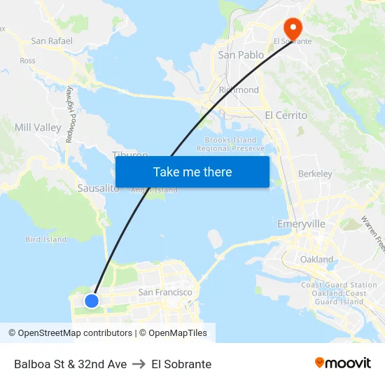 Balboa St & 32nd Ave to El Sobrante map