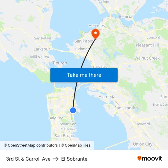 3rd St & Carroll Ave to El Sobrante map