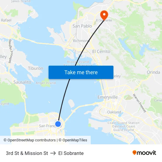 3rd St & Mission St to El Sobrante map
