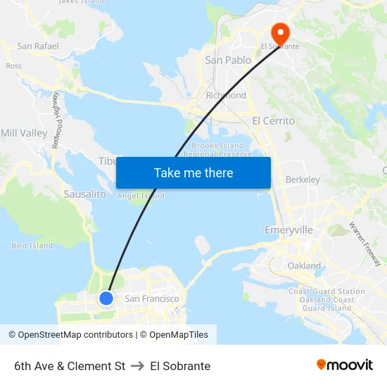 6th Ave & Clement St to El Sobrante map