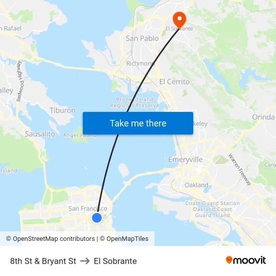 8th St & Bryant St to El Sobrante map