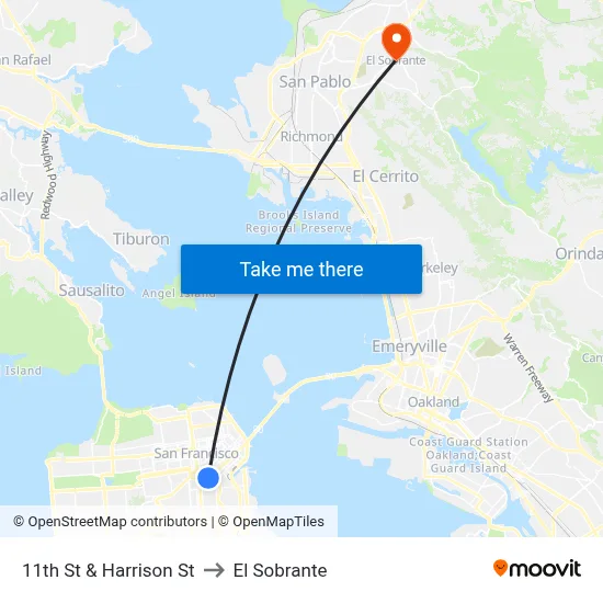 11th St & Harrison St to El Sobrante map