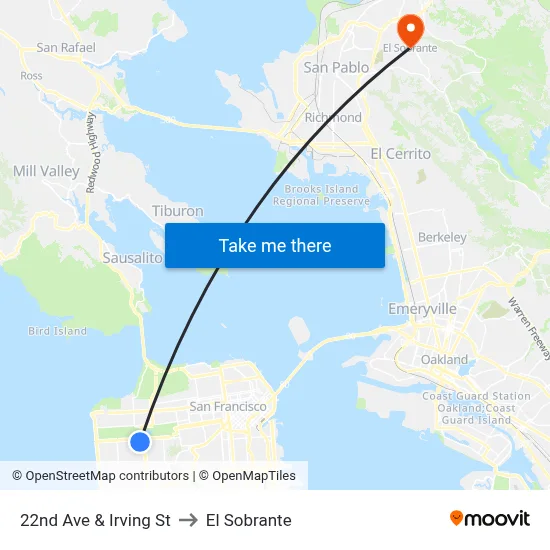 22nd Ave & Irving St to El Sobrante map