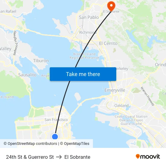 24th St & Guerrero St to El Sobrante map