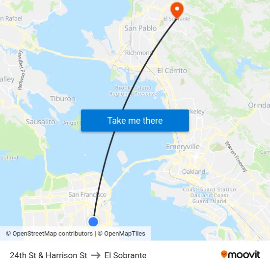 24th St & Harrison St to El Sobrante map
