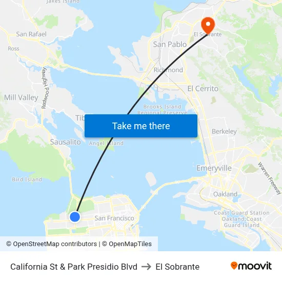 California St & Park Presidio Blvd to El Sobrante map
